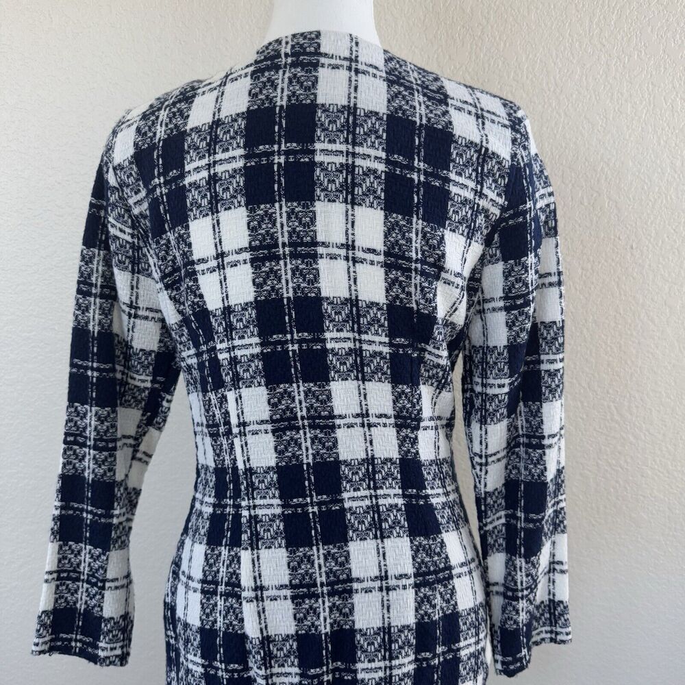 Byer Dress Jacket & Skirt Suit Set Navy Blue White Plaid Juniors Size 9 Vintage - Picture 7 of 16